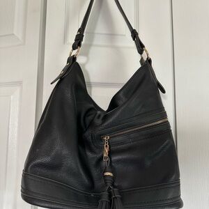 Black Vinyl Hobo Bag